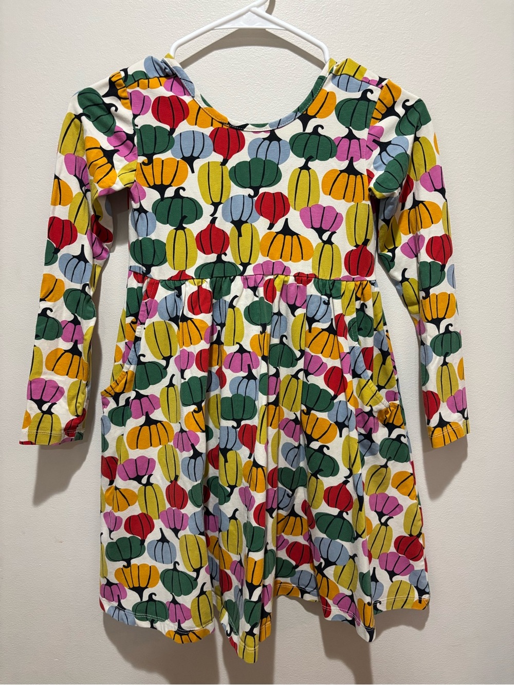 Hanna Andersson Colorful Pumpkin Dress Fall Autumn Halloween Stretch Pockets